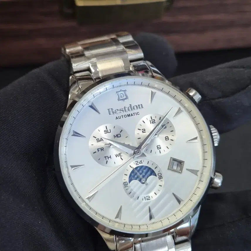 [BUNJANG] Bestdon Automatic Moonphase Watch Silver BD7116G-B03 / 베스트돈 자동 시계 문페이즈 실버 새상품