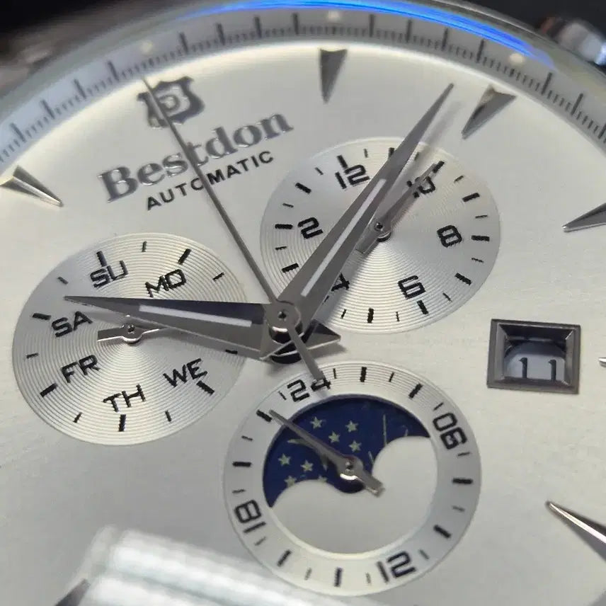 [BUNJANG] Bestdon Automatic Moonphase Watch Silver BD7116G-B03 / 베스트돈 자동 시계 문페이즈 실버 새상품