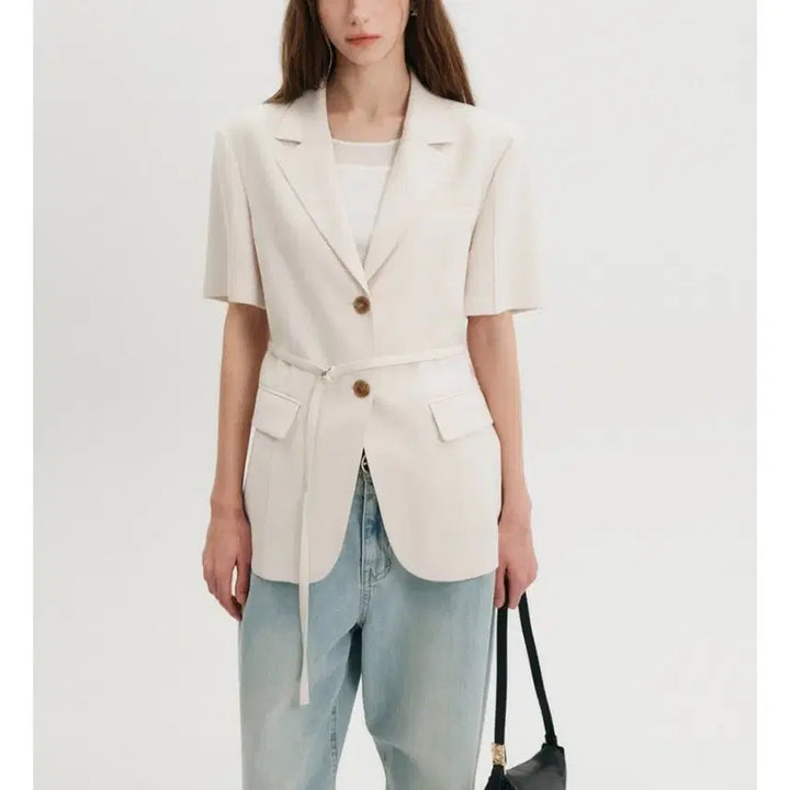 [BUNJANG] Lookast Emma Short Sleeve Jacket White / 25최신상 룩캐스트 엠마 반팔자켓 (1회착)