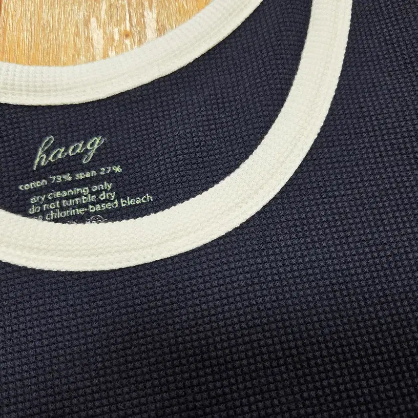 [BUNJANG] Haag Navy Waffle T-Shirt (Size 55-66) / 헤이그(haag) 네이비 와플티셔츠 55-66 새상품