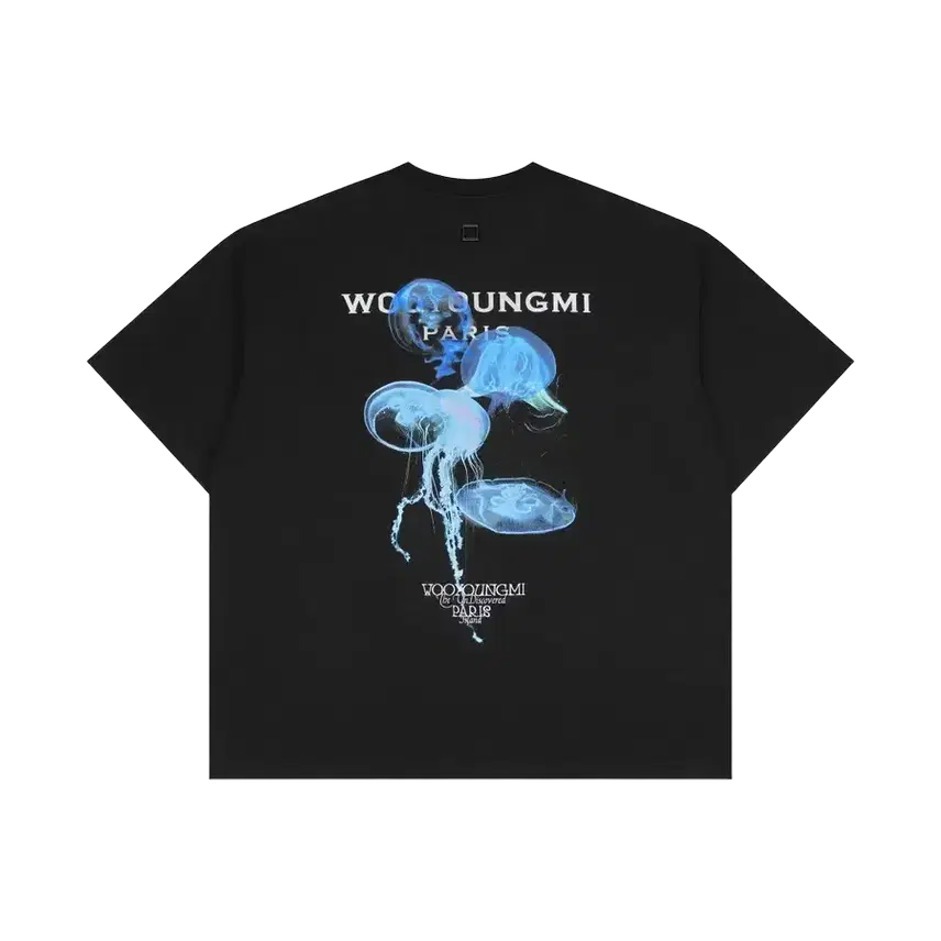[BUNJANG] Wooyoungmi Luminous Jellyfish Back Logo T-Shirt Black / 우영미 루미너스 젤리피쉬 백 로고 티셔츠 블랙 - 24SS