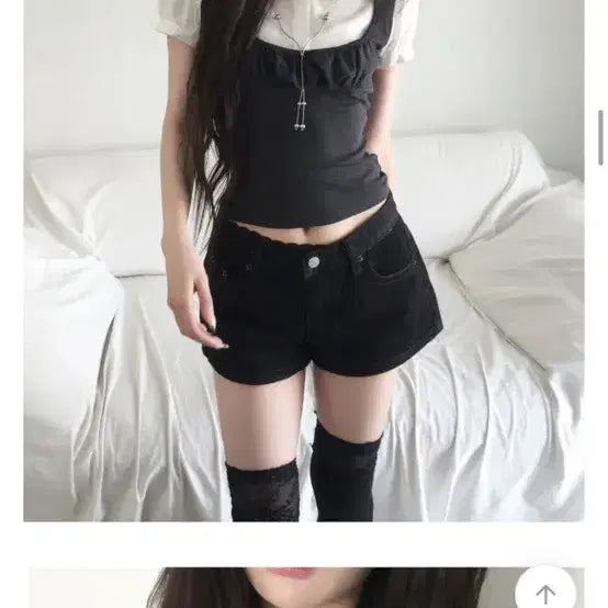[BUNJANG] Modi Mood Rouge Puff Short Sleeve Vest Blouse Preppy / 모디무드 루지 퍼프 반팔 조끼 블라우스 프레피 (에이블리지그재그)