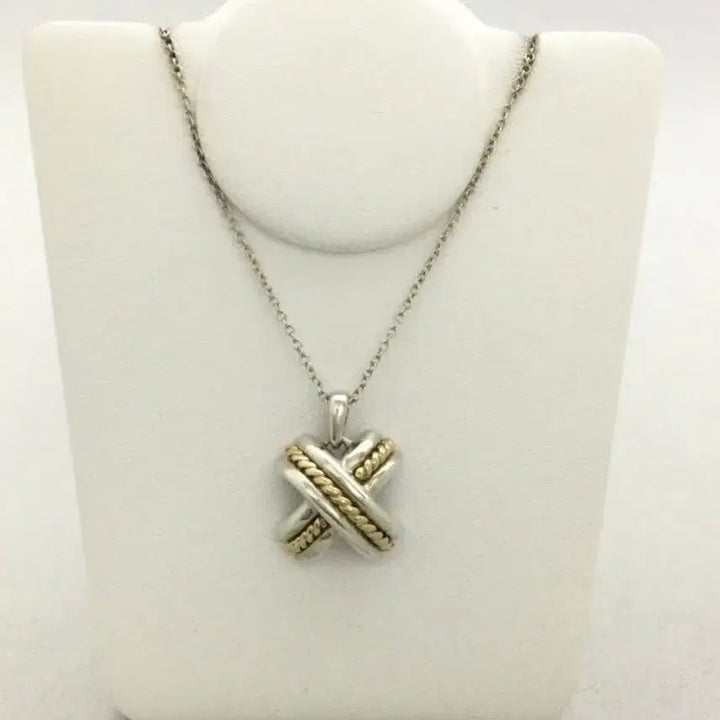 [BUNJANG] Tiffany &amp; Co. Signature 18k Gold &amp; Sterling Silver Combination Pendant / 정품 티파니앤코 시그니처 콤비 팬던트