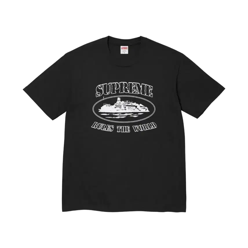 [BUNJANG] Supreme x Corteiz Rules The World T-Shirt Black 23FW / 슈프림 x 코르테이즈 룰즈 더 월드 티셔츠 블랙 - 23FW