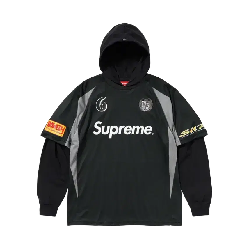 [BUNJANG] Supreme Hooded Soccer Jersey Black 23FW / 슈프림 후드 사커 저지 블랙 - 23FW