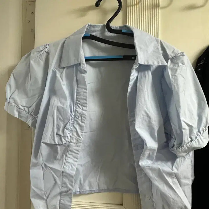 [BUNJANG] Black Square Neck Shirring Crop Blouse (Set of 4) / 블랙 스퀘어넥 셔링 크롭 블라우스(총 4벌)