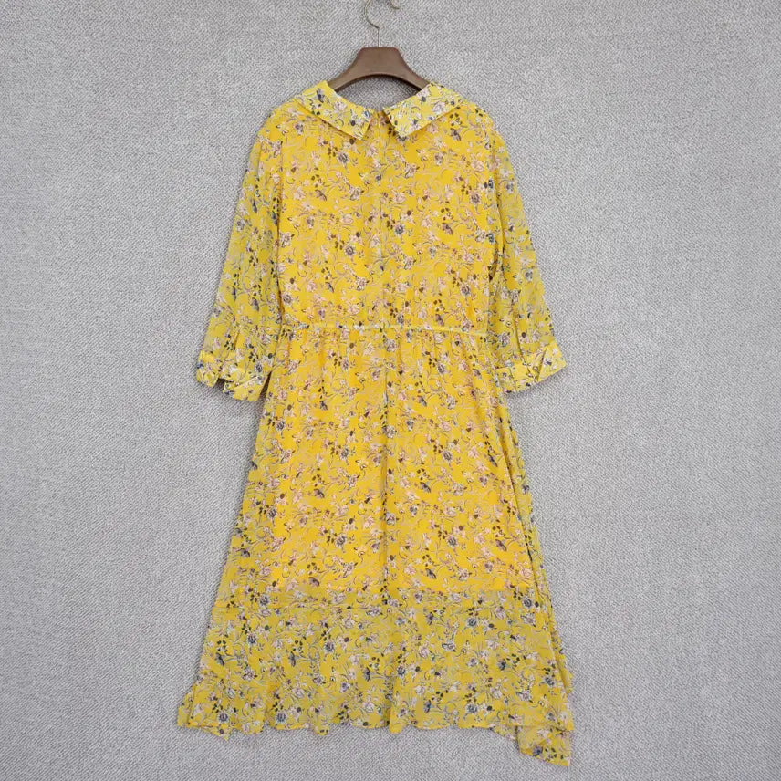 [BUNJANG] Visit in New York Wrap Collar Asymmetric Flare Chiffon Dress Size 66 / 비지트인뉴욕 랩 카라 언발 플레어 쉬폰 원피스 66size