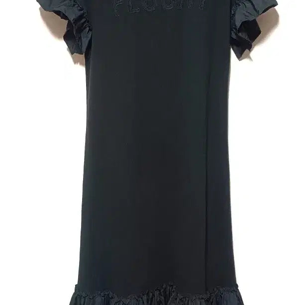 [BUNJANG] Être Mönch Pleated Frill Cotton Knit Dress Black / [에트몽] 플리츠 프릴 코튼니트 원피스 Black 55/정66