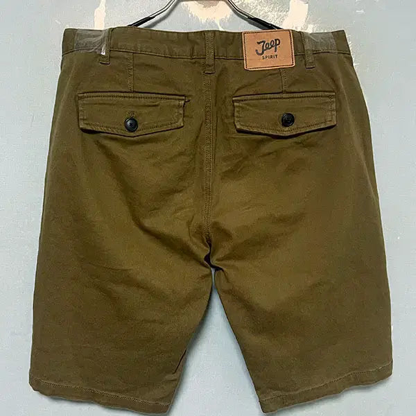 [BUNJANG] JEEP Vintage Multi-Wappen Lettering Cotton Shorts Brown M (31) / JEEP 지프 빈티지 멀티와펜 레터링 코튼 반바지 쇼츠 브라운 M 31