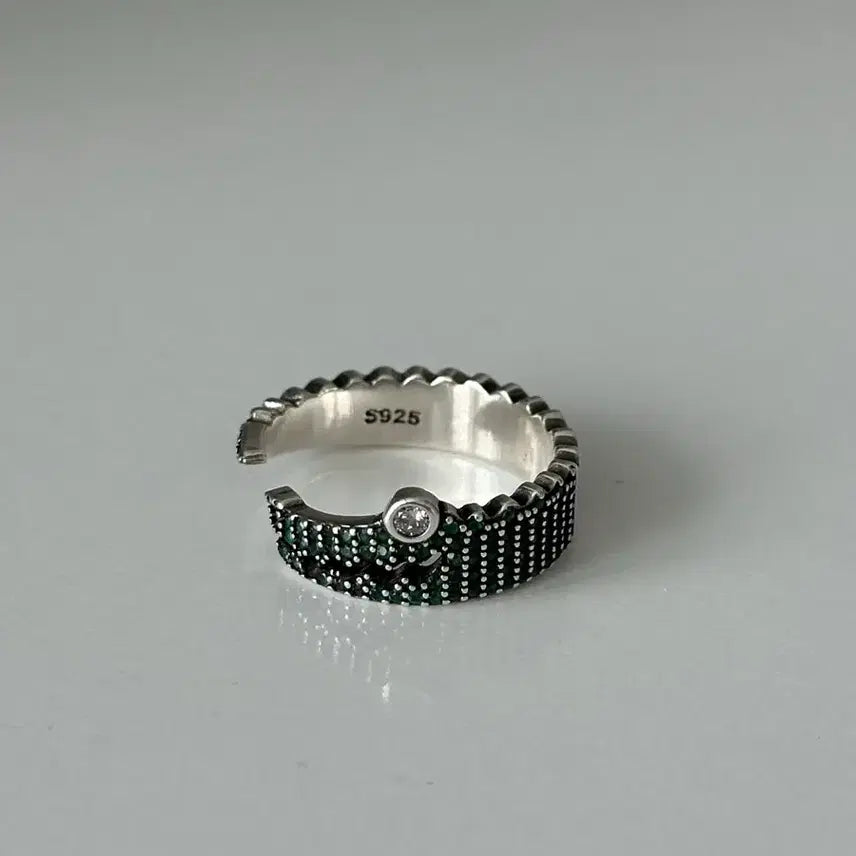 [BUNJANG] Green Silver Open Ring / 그린실버링