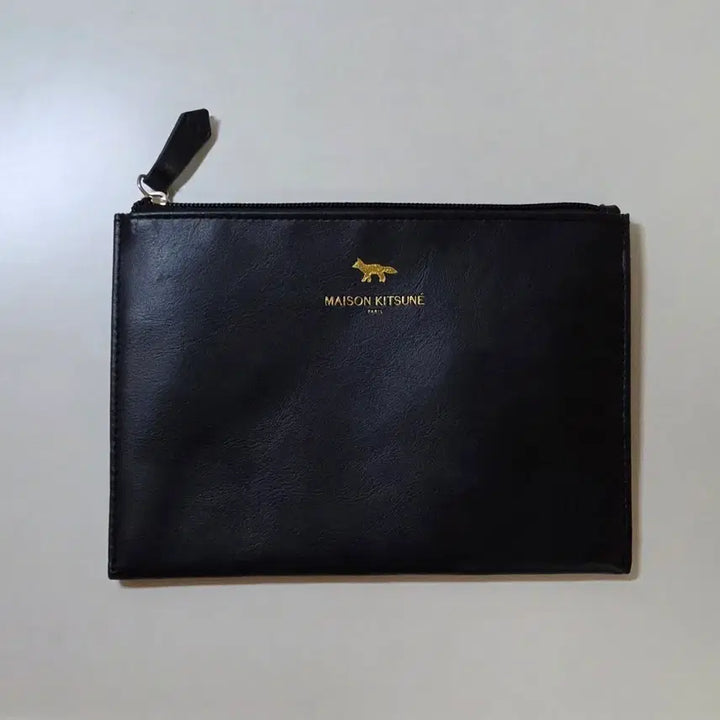 [BUNJANG] Maison Kitsuné Black Leather Mini Clutch Bag Pouch / 메종키츠네 파우치 maison kitsune 블랙 가죽 미니 클러치백