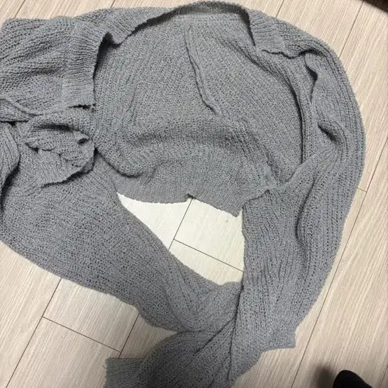 [BUNJANG] Avely Grey Bolero Knit Cardigan / 에이블리 그레이 볼레로 니트 가디건