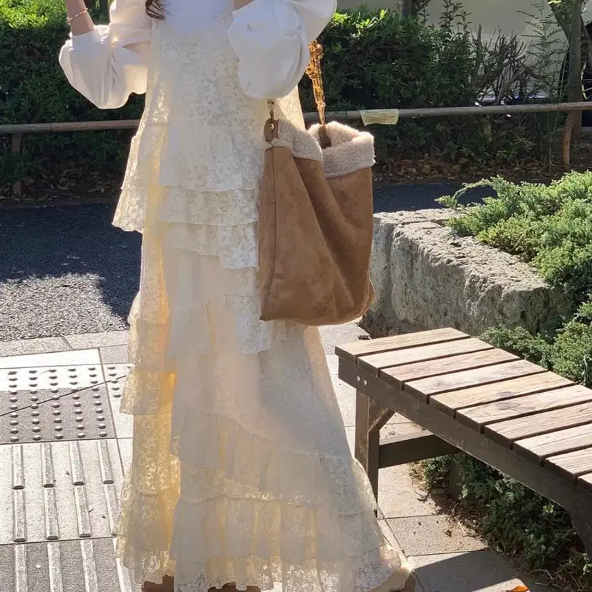 [BUNJANG] Byccini Flower Lace Set Cream New / 바이씨니 제작 꽃레이스 셋업 크림 새상품
