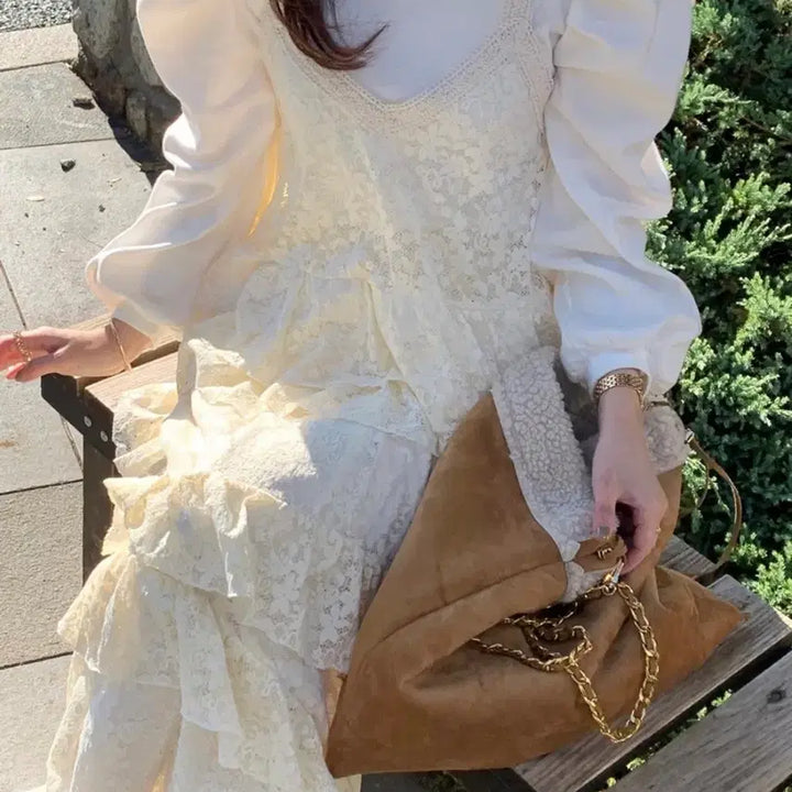 [BUNJANG] Byccini Flower Lace Set Cream New / 바이씨니 제작 꽃레이스 셋업 크림 새상품