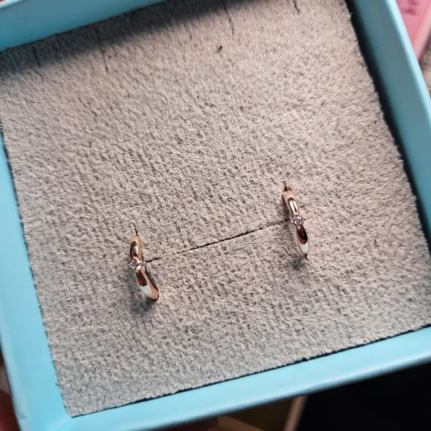 [BUNJANG] Stonehenge Silver Cubic Earrings SC1344 Rose Gold Plated / 스톤헨지 실버 원터치 큐빅 귀걸이 SC1344 로즈골드 도금