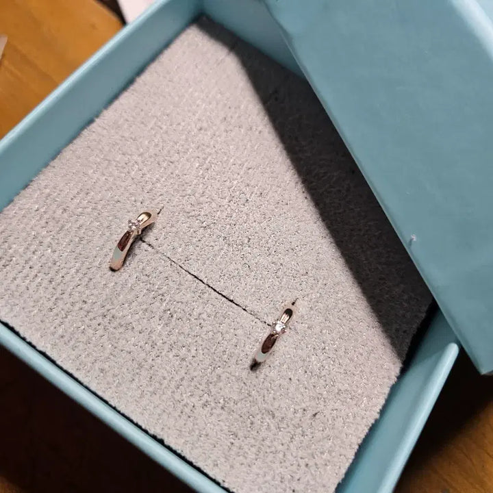 [BUNJANG] Stonehenge Silver Cubic Earrings SC1344 Rose Gold Plated / 스톤헨지 실버 원터치 큐빅 귀걸이 SC1344 로즈골드 도금