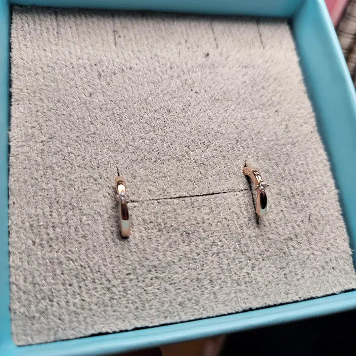 [BUNJANG] Stonehenge Silver Cubic Earrings SC1344 Rose Gold Plated / 스톤헨지 실버 원터치 큐빅 귀걸이 SC1344 로즈골드 도금