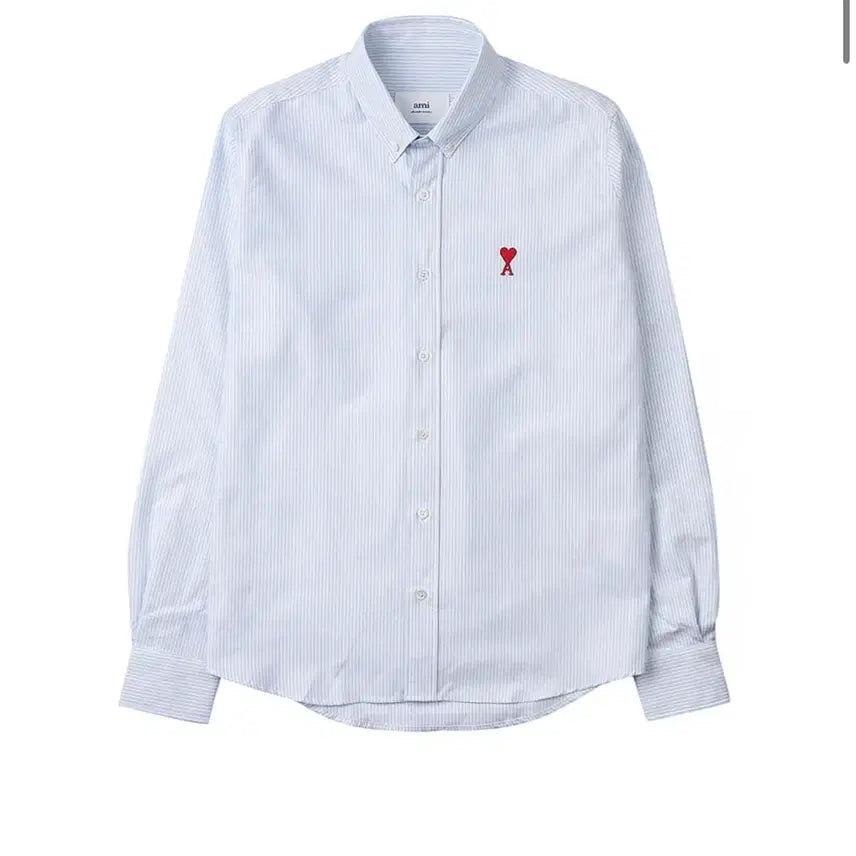 [BUNJANG] AMI Striped Small Heart Logo Shirt / [아미] 스트라이프 스몰하트 로고 셔츠