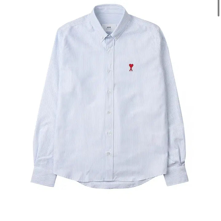 [BUNJANG] AMI Striped Small Heart Logo Shirt / [아미] 스트라이프 스몰하트 로고 셔츠