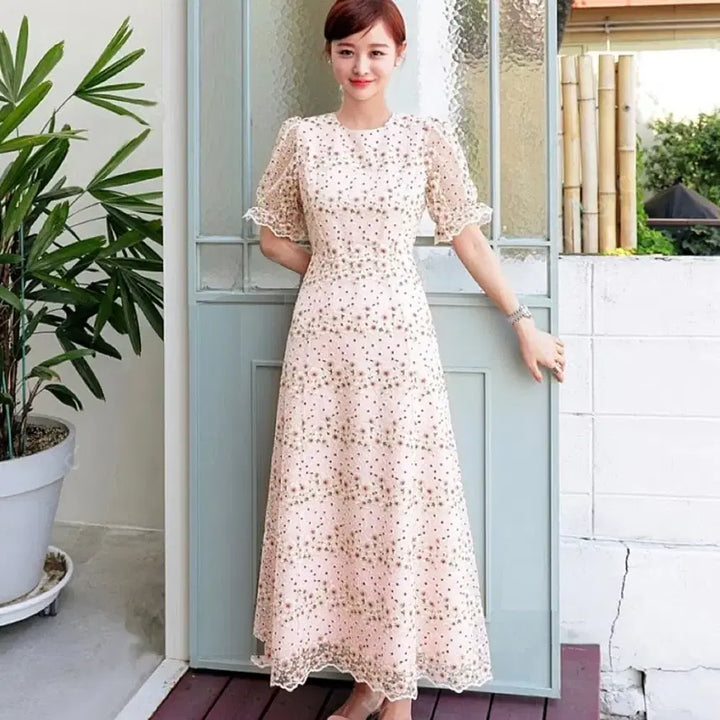 [BUNJANG] IMVELY Flower Lace Embroidered Dress / 임블리(IMVELY) 플라워레이스 자수원피스 44-55 새상품