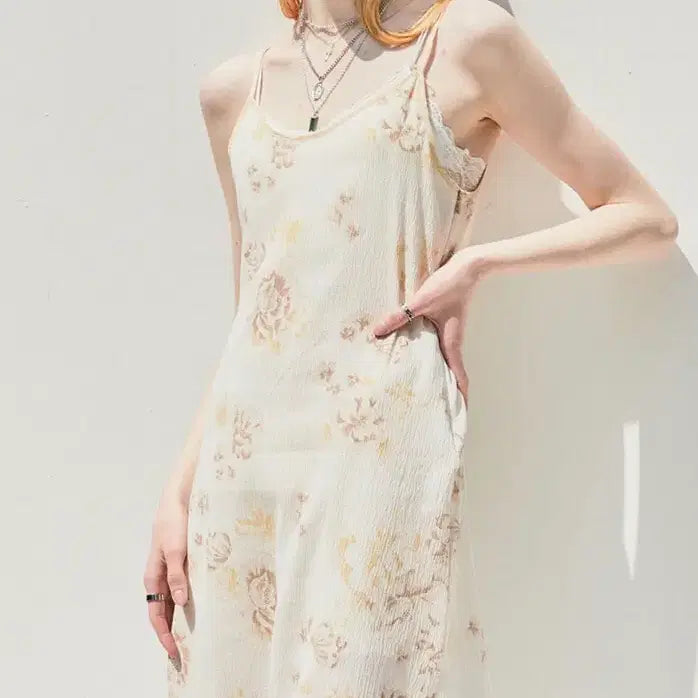 [BUNJANG] City Breeze City Flowery Sleeveless Long Dress - Yellow / 시티브리즈 시티 플라워리 슬리브리스 롱 원피스_옐로우