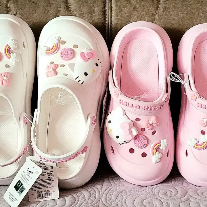 [BUNJANG] Sanrio Hello Kitty Platform Mule Slippers / 산리오 헬로키티 뮬 슬리퍼예요크록스st 6mm 통굽(미개봉새상품)