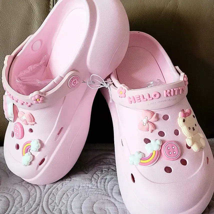 [BUNJANG] Sanrio Hello Kitty Platform Mule Slippers / 산리오 헬로키티 뮬 슬리퍼예요크록스st 6mm 통굽(미개봉새상품)