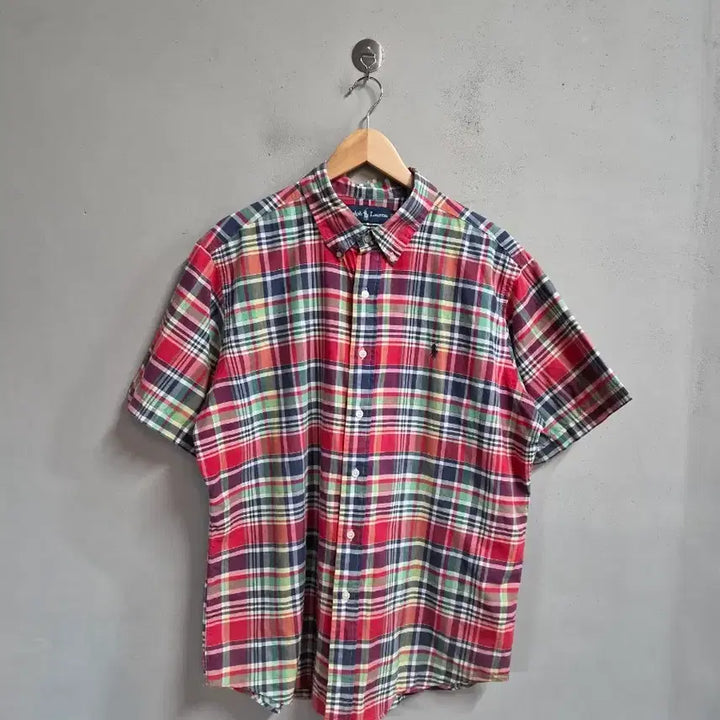 [BUNJANG] Polo Ralph Lauren Custom Fit Checkered Short Sleeve Shirt XL / 폴로 랄프로렌 커스텀핏 체크 반팔 셔츠 XL