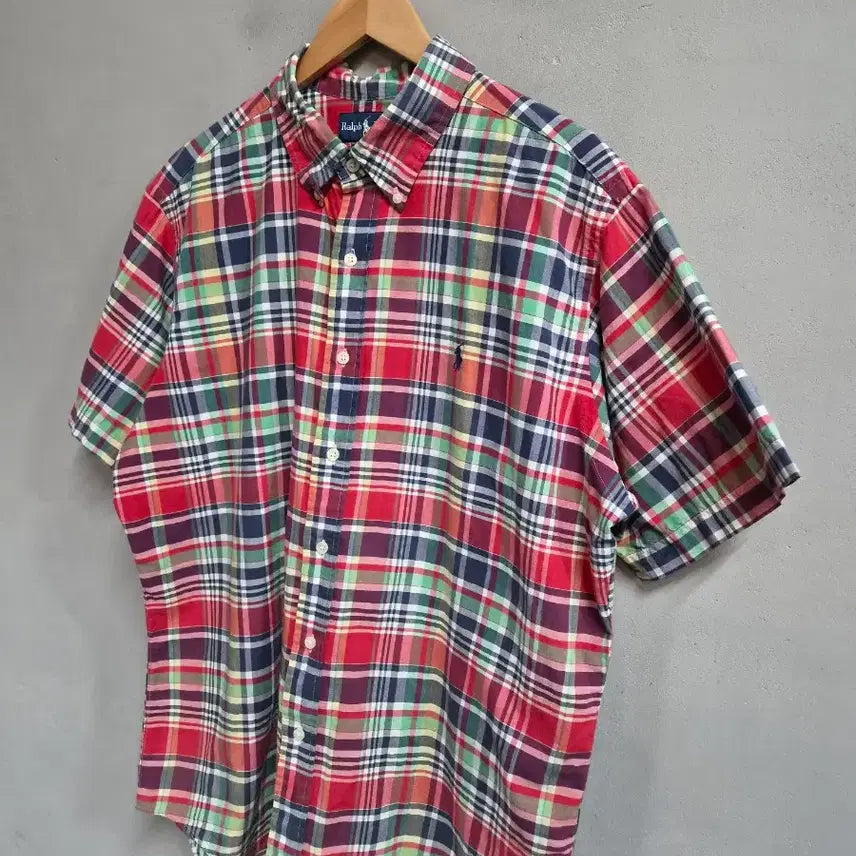 [BUNJANG] Polo Ralph Lauren Custom Fit Checkered Short Sleeve Shirt XL / 폴로 랄프로렌 커스텀핏 체크 반팔 셔츠 XL