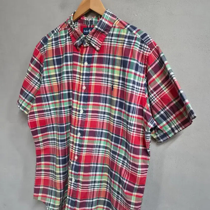 [BUNJANG] Polo Ralph Lauren Custom Fit Checkered Short Sleeve Shirt XL / 폴로 랄프로렌 커스텀핏 체크 반팔 셔츠 XL