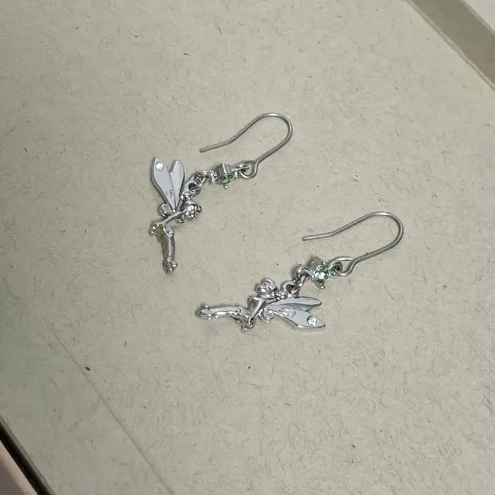 [BUNJANG] Disney Peter Pan Tinkerbell Long Earrings (3.2 cm) / disney 디즈니 피터펜 팅커벨  3.2  cm 롱 귀걸이