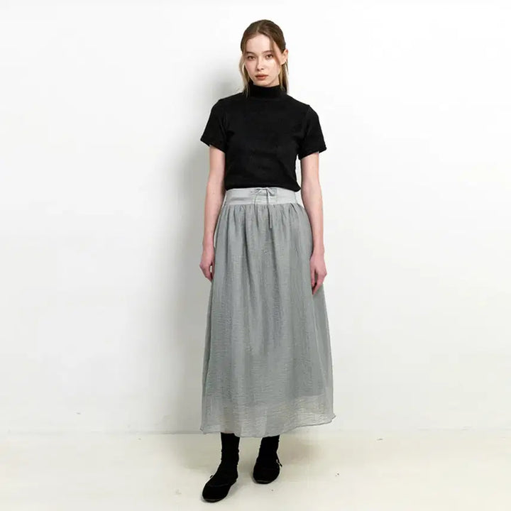 [BUNJANG] KINDABABY Corset Ribbon Layered Skirt (Gray) / 카인더베이비(KINDABABY) 코르셋 리본 레이어드스커트55-66새상품