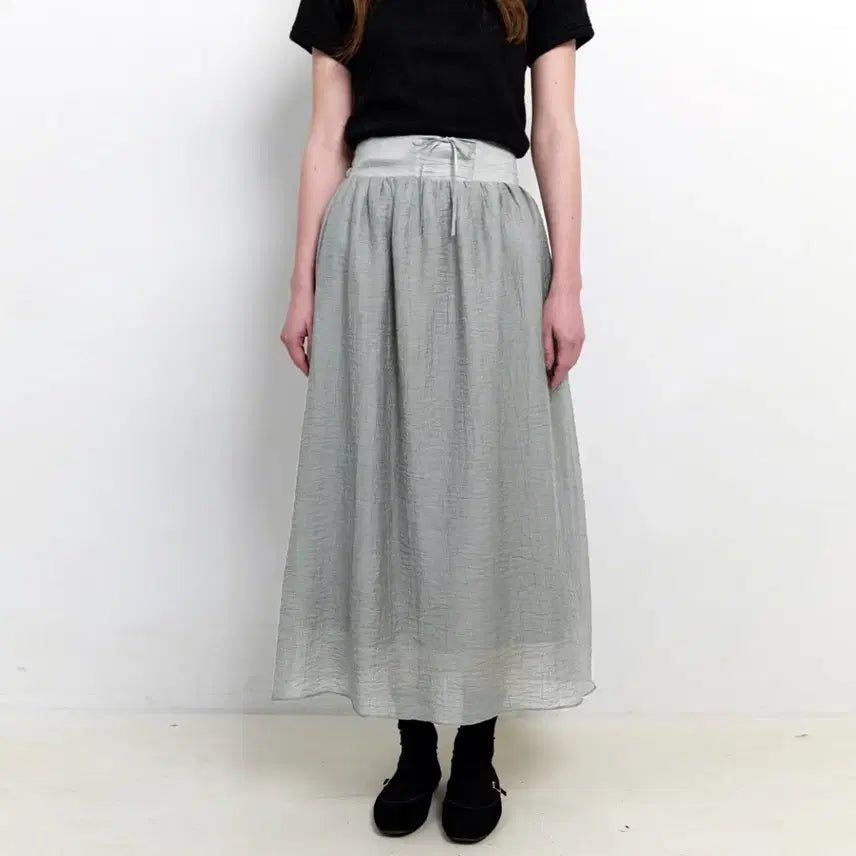 [BUNJANG] KINDABABY Corset Ribbon Layered Skirt (Gray) / 카인더베이비(KINDABABY) 코르셋 리본 레이어드스커트55-66새상품