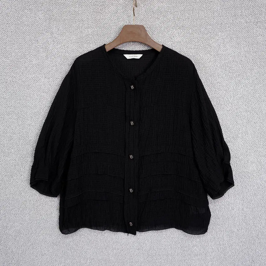 [BUNJANG] Aizbbb 22SS Seersucker Layered Shirring Blouse Jacket Size 66 / 아이잗바바 22SS 시어서커 레이어 셔링 블라우스 자켓 66size