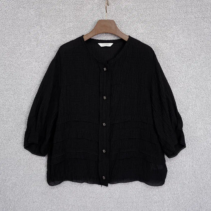 [BUNJANG] Aizbbb 22SS Seersucker Layered Shirring Blouse Jacket Size 66 / 아이잗바바 22SS 시어서커 레이어 셔링 블라우스 자켓 66size