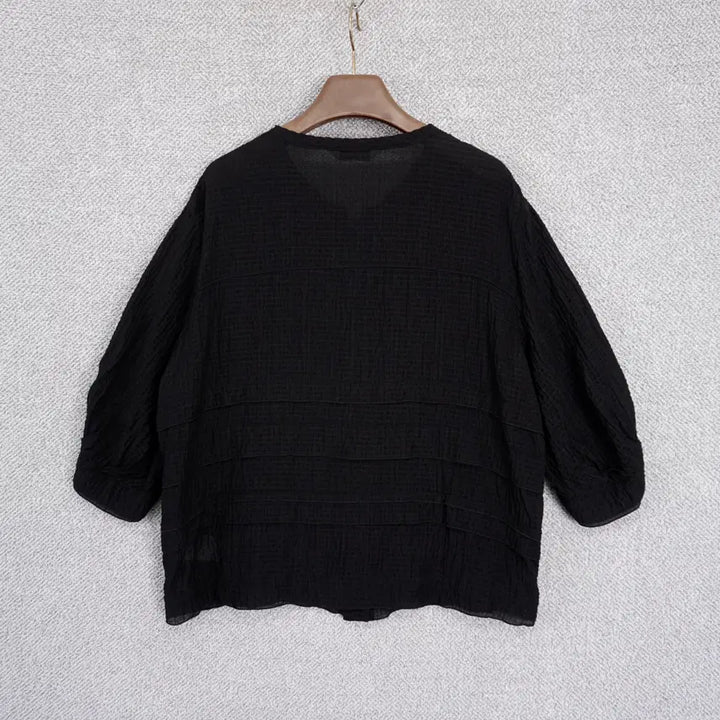[BUNJANG] Aizbbb 22SS Seersucker Layered Shirring Blouse Jacket Size 66 / 아이잗바바 22SS 시어서커 레이어 셔링 블라우스 자켓 66size