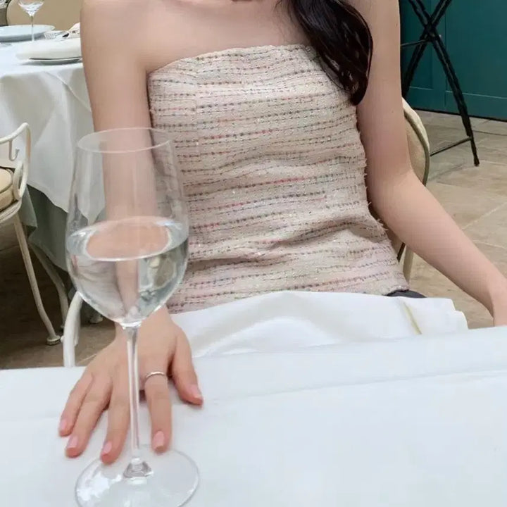 [BUNJANG] Le Plain Rainbow Tweed Top / 르플레인 레인보우 트위드 탑