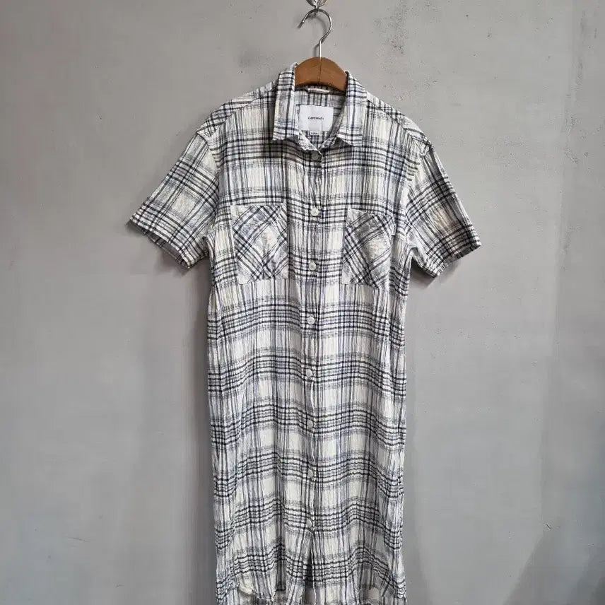[BUNJANG] Covenatt Seersucker Check Shirt Dress / 커버낫 시어서커 체크 셔츠 원피스 S