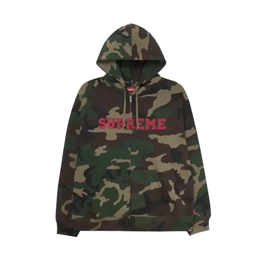 [BUNJANG] Supreme Collegiate Appliqué Zip-Up Hoodie Woodland Camo / 슈프림 컬리지에이트 아플리케 집업 후드 스웨트셔츠 우드랜드 카모 - 25