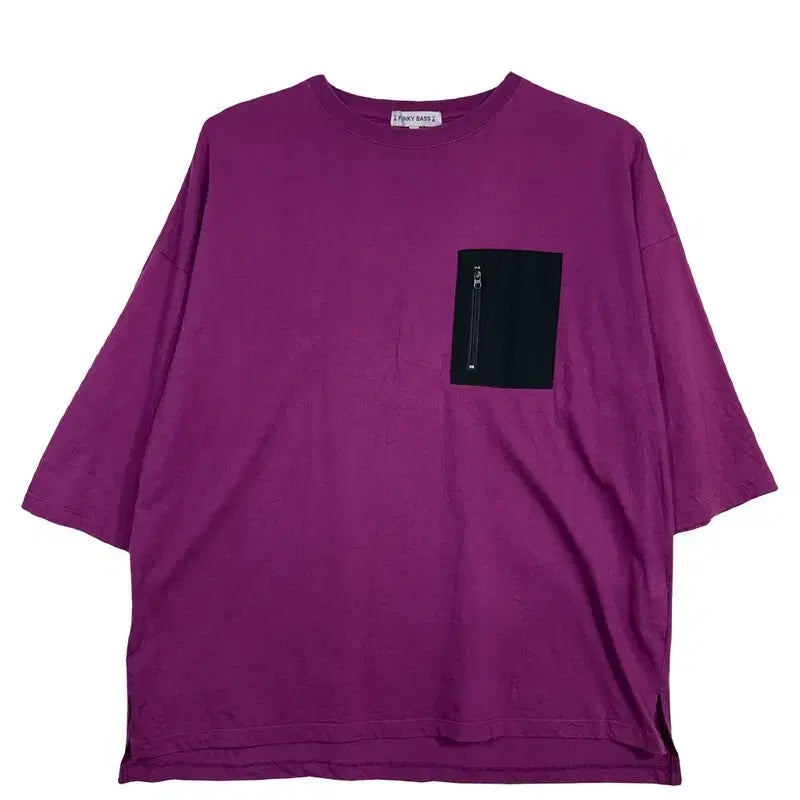 [BUNJANG] Purple Oversized Pocket Short Sleeve T-Shirt / 퍼플 오버핏 포켓 반팔 티 [L] 코튼 100%