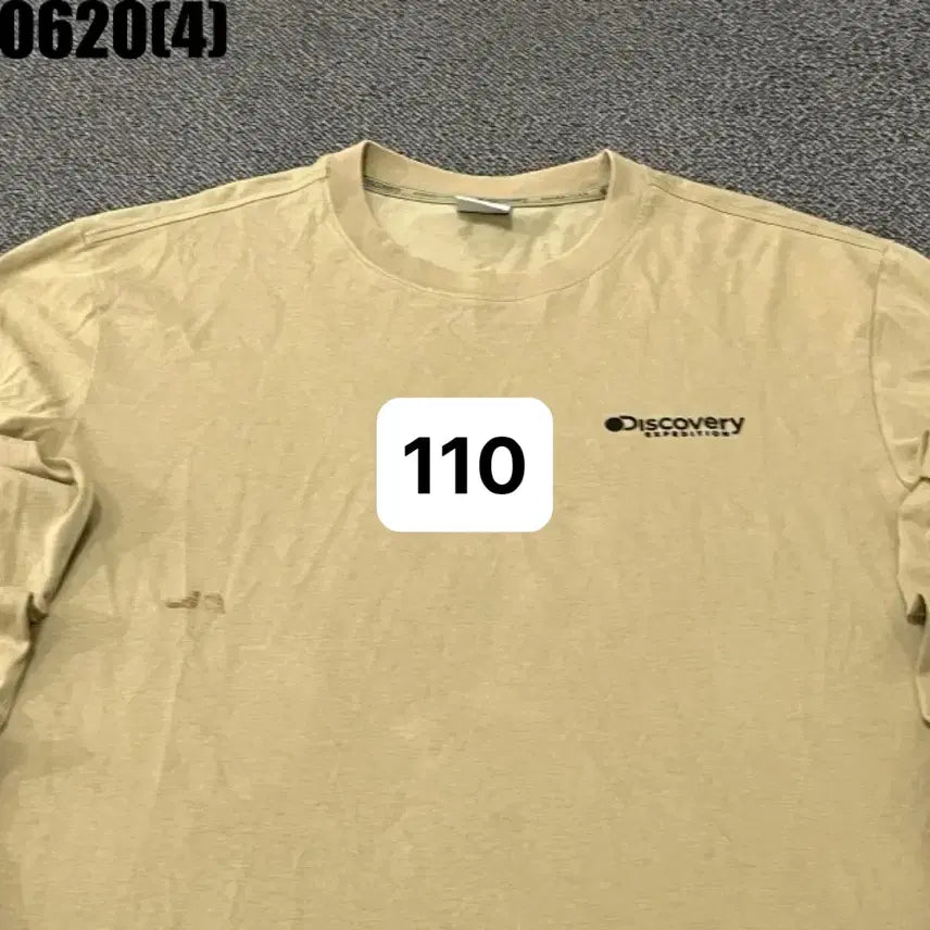 [BUNJANG] Discovery Beige Long Sleeve T-Shirt Vintage 0620 / [110] 디스커버리 | 베이지 긴팔 티셔츠 (빈티지 0620)