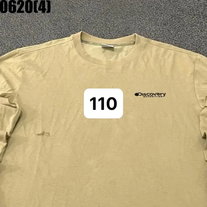 [BUNJANG] Discovery Beige Long Sleeve T-Shirt Vintage 0620 / [110] 디스커버리 | 베이지 긴팔 티셔츠 (빈티지 0620)