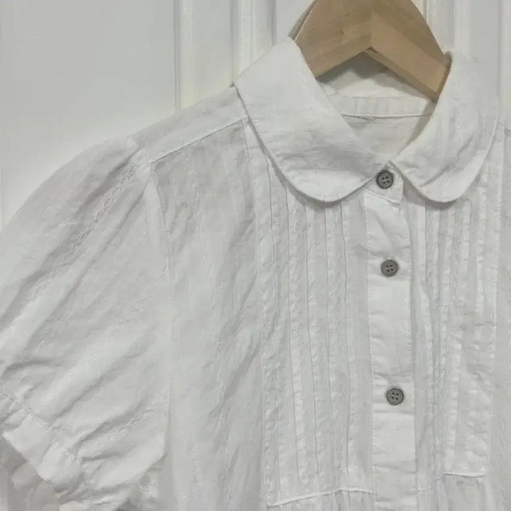 [BUNJANG] Vintage Hong Kong White Blouse Dress / 2. 빈티지 홍콩 화이트 블라우스 원피스 둥근카라 둥근퍼프 핀턱 모리걸