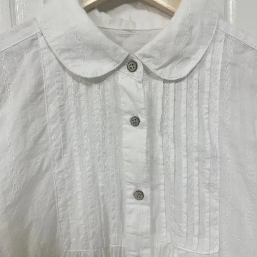 [BUNJANG] Vintage Hong Kong White Blouse Dress / 2. 빈티지 홍콩 화이트 블라우스 원피스 둥근카라 둥근퍼프 핀턱 모리걸