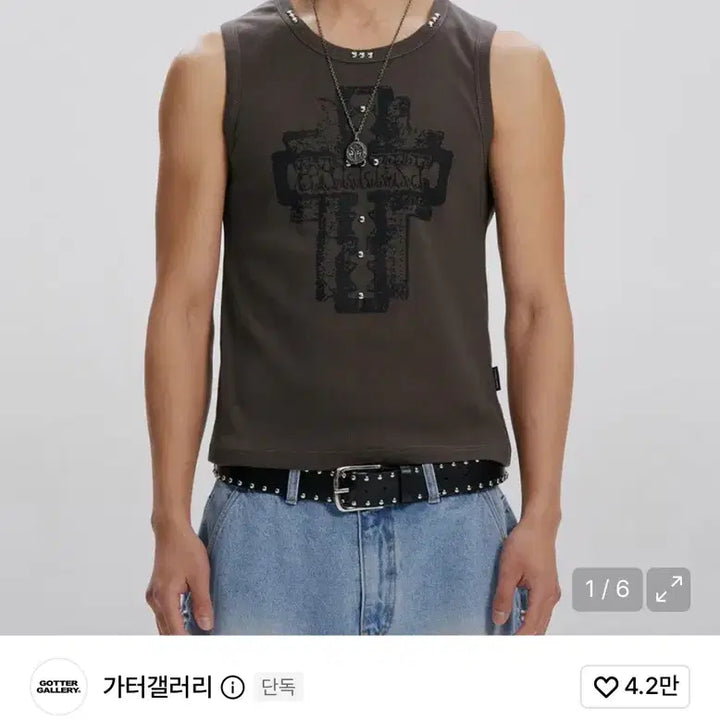 [BUNJANG] Garter Gallery GEM CROSS Sleeveless T-Shirt / 가터갤러리 GEM CROSS 민소매 티셔츠