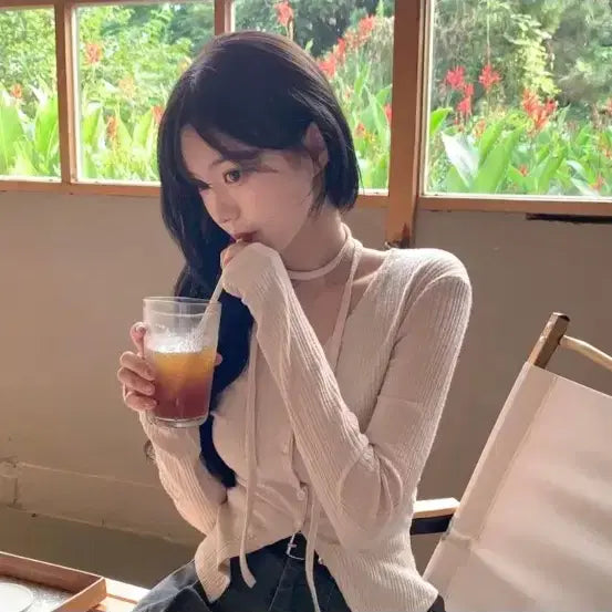 [BUNJANG] Dayroze Barbie Slim Fit Tie Cardigan Set / 데이로제 바비 슬림핏 타이 가디건 set