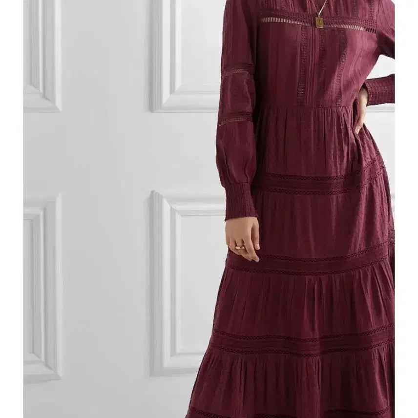 [BUNJANG] Sé, New York Pascal Crochet Trim Embroidered Cotton Voile Maxi Dress / 씨뉴욕 파스칼 크로셰 트림 엠브로이더드 코튼 보일 맥시 드레스 원피스