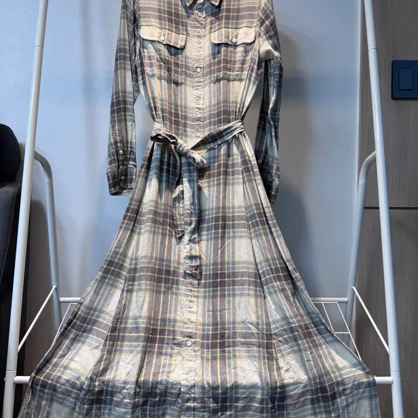[BUNJANG] Polo Ralph Lauren Checked Maxi Shirtdress / 폴로 랄프로렌 체크 셔츠형 맥시 원피스