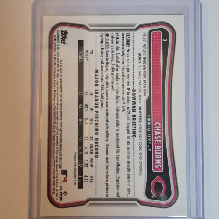 [BUNJANG] MLB Chase Burns SSP Etchings in Glass Rookie Card / MLB 카드 신시내티 체이스 번스 ssp 엣치 인 글래스 루키