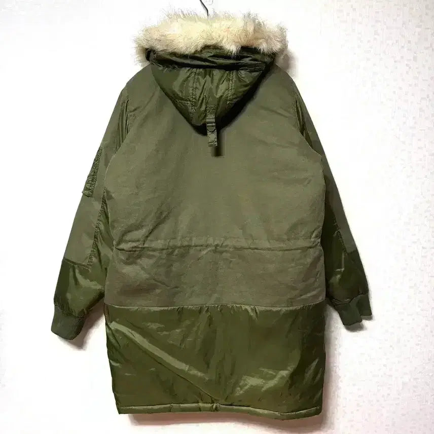 [BUNJANG] Adidas Khaki Hooded Down Padded Parka Jacket Size 95 / [M,95]아디다스 야상 패딩 자켓 덕다운 카키